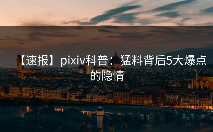 【速报】pixiv科普：猛料背后5大爆点的隐情